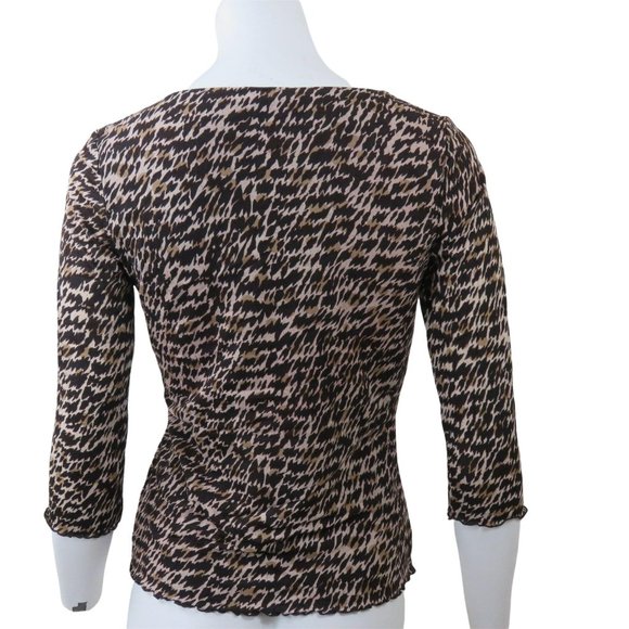 Vintage INC Sheer Stretch Mesh Brown Top Size S Empire 3/4 Sleeve - Picture 7 of 11